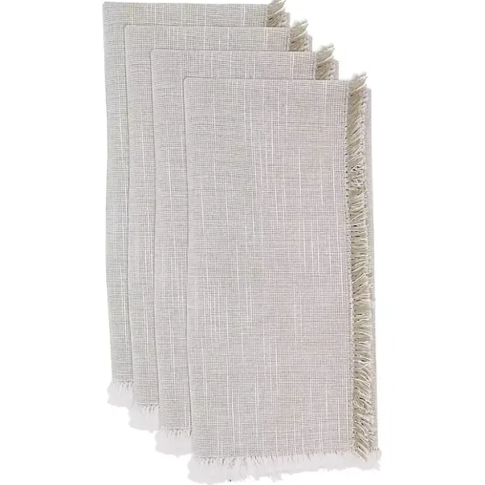 Outlet Kirklands Home Tan and White Two-Tone Fringe Napkins, Set of 4