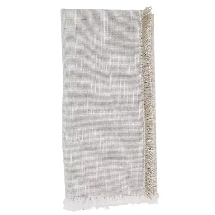 Outlet Kirklands Home Tan and White Two-Tone Fringe Napkins, Set of 4