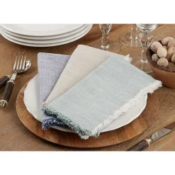 Outlet Kirklands Home Tan and White Two-Tone Fringe Napkins, Set of 4