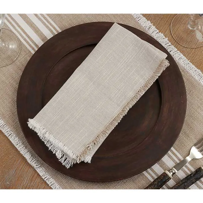 Outlet Kirklands Home Tan and White Two-Tone Fringe Napkins, Set of 4