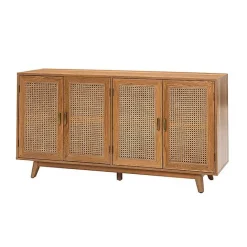 Online Kirklands Home Cane Wood Storage Media Cabinet Tan