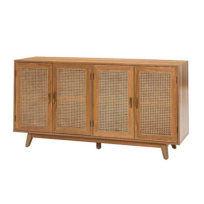 Online Kirklands Home Cane Wood Storage Media Cabinet Tan
