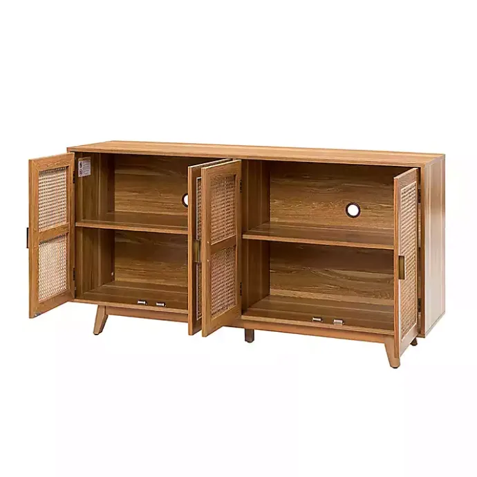 Online Kirklands Home Cane Wood Storage Media Cabinet Tan