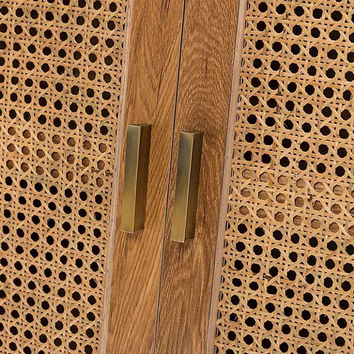 Online Kirklands Home Cane Wood Storage Media Cabinet Tan