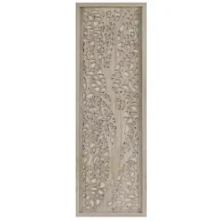 Best Kirklands Home Carved Wood Laurel Branches Panel Wall Plaque Tan