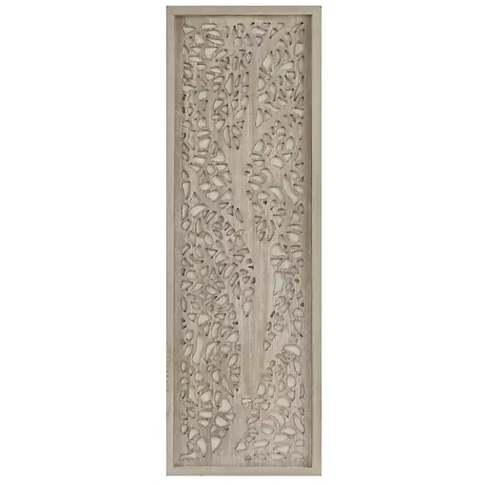 Best Kirklands Home Carved Wood Laurel Branches Panel Wall Plaque Tan