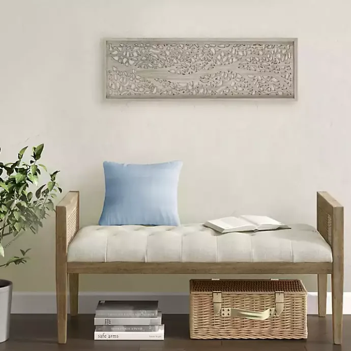 Best Kirklands Home Carved Wood Laurel Branches Panel Wall Plaque Tan