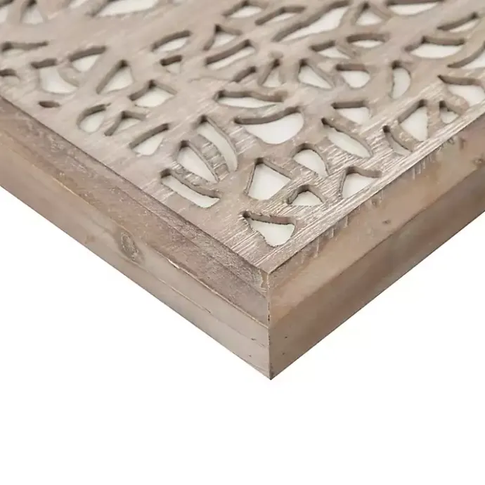 Best Kirklands Home Carved Wood Laurel Branches Panel Wall Plaque Tan