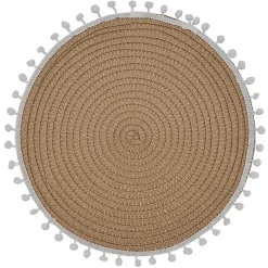 Sale Kirklands Home Circular Pom Pom Placemats, Set of 4 Tan