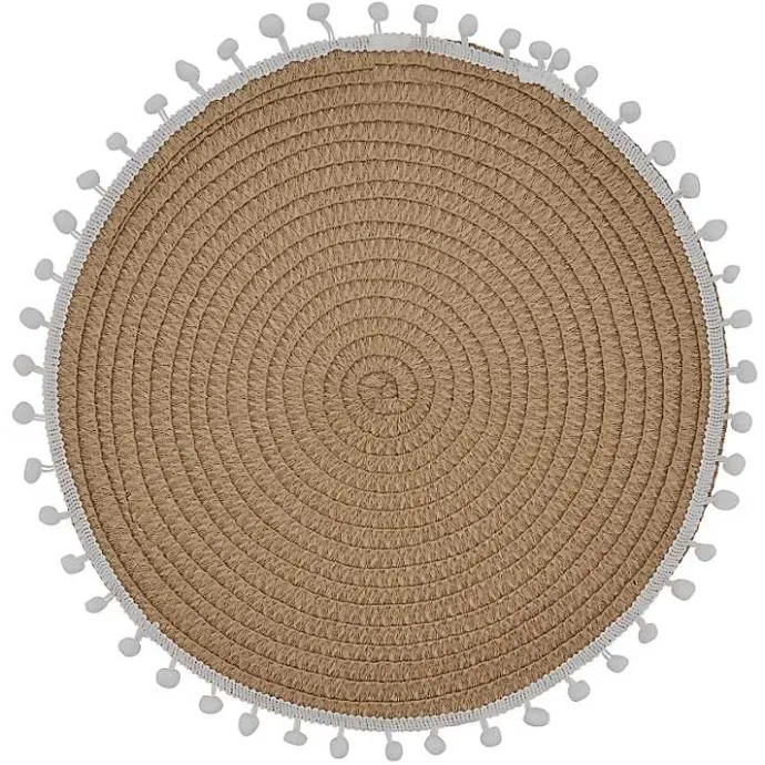 Sale Kirklands Home Circular Pom Pom Placemats, Set of 4 Tan