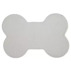 New Kirklands Home Eat Play Love Bone-Shaped Pet Bowl Mat Tan