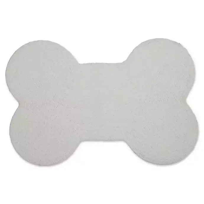 New Kirklands Home Eat Play Love Bone-Shaped Pet Bowl Mat Tan