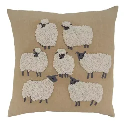 Outlet Kirklands Home Embroidered Sheep Accent Pillow Tan