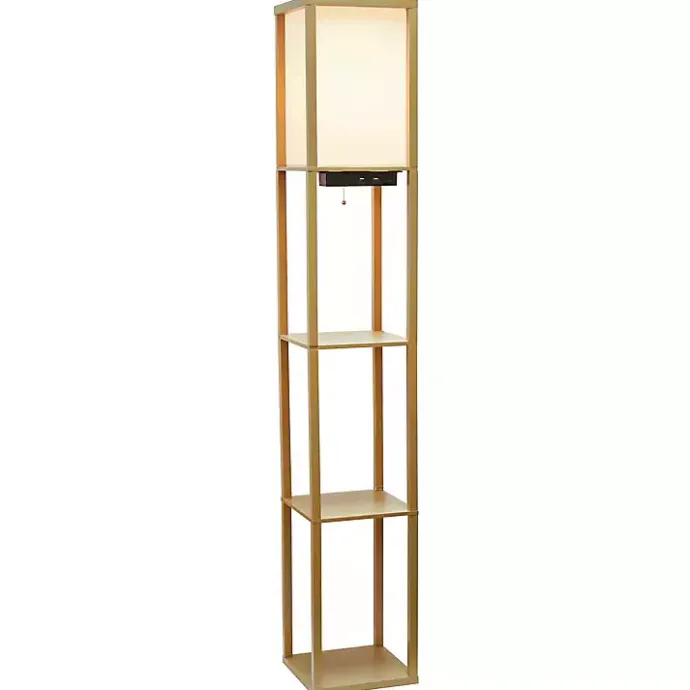 Sale Kirklands Home Etagere Shelf Charging Floor Lamp Tan