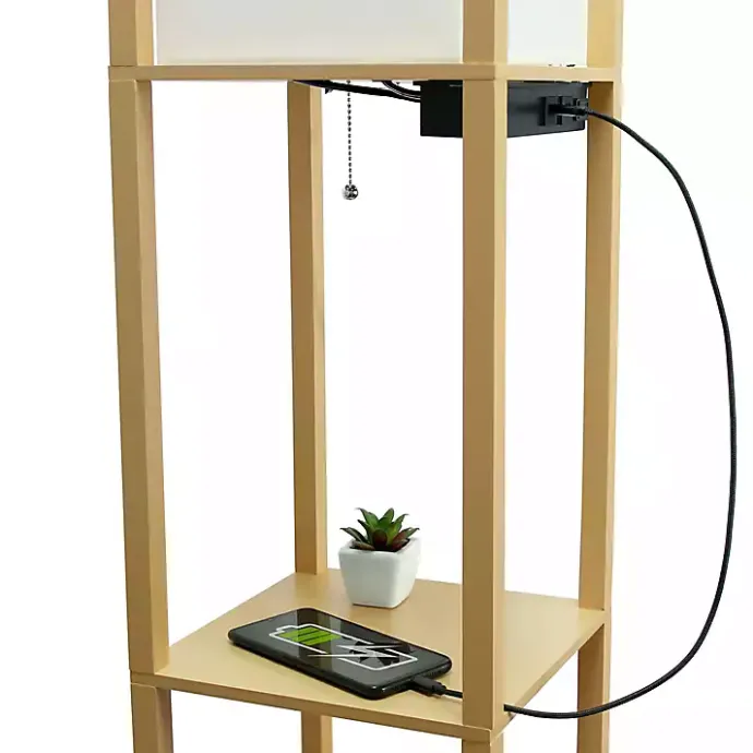 Sale Kirklands Home Etagere Shelf Charging Floor Lamp Tan