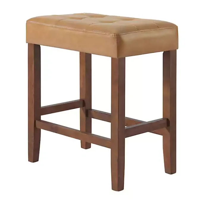 Outlet Kirklands Home Faux Leather Madison Walnut Counter Stool Tan