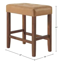 Outlet Kirklands Home Faux Leather Madison Walnut Counter Stool Tan