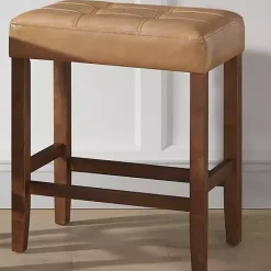 Outlet Kirklands Home Faux Leather Madison Walnut Counter Stool Tan
