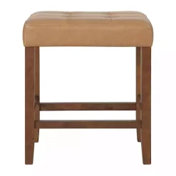Outlet Kirklands Home Faux Leather Madison Walnut Counter Stool Tan