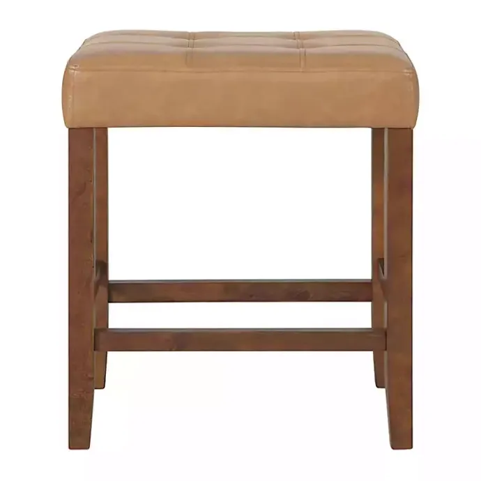 Outlet Kirklands Home Faux Leather Madison Walnut Counter Stool Tan