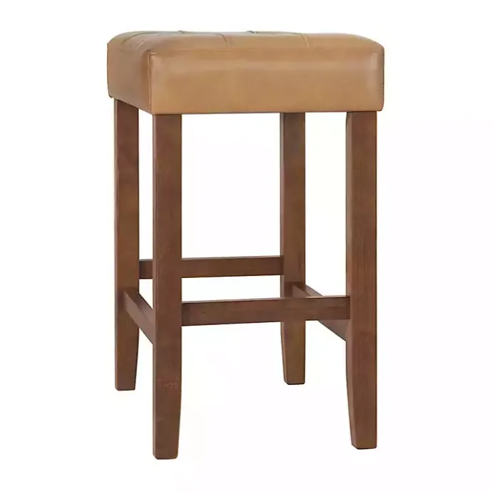 Outlet Kirklands Home Faux Leather Madison Walnut Counter Stool Tan