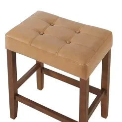Outlet Kirklands Home Faux Leather Madison Walnut Counter Stool Tan