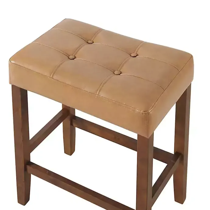 Outlet Kirklands Home Faux Leather Madison Walnut Counter Stool Tan