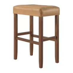 Outlet Kirklands Home Faux Leather Madison Walnut Bar Stool Tan