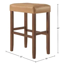 Outlet Kirklands Home Faux Leather Madison Walnut Bar Stool Tan