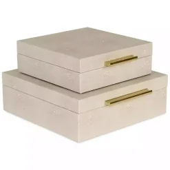 Outlet Kirklands Home Faux Shagreen 2-pc. Square Decorative Boxes Tan