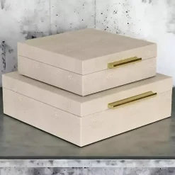 Outlet Kirklands Home Faux Shagreen 2-pc. Square Decorative Boxes Tan