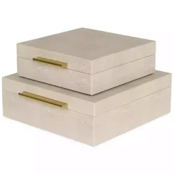 Outlet Kirklands Home Faux Shagreen 2-pc. Square Decorative Boxes Tan