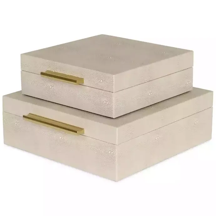 Outlet Kirklands Home Faux Shagreen 2-pc. Square Decorative Boxes Tan
