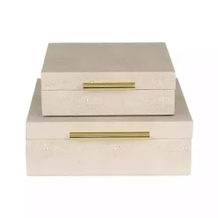 Outlet Kirklands Home Faux Shagreen 2-pc. Square Decorative Boxes Tan