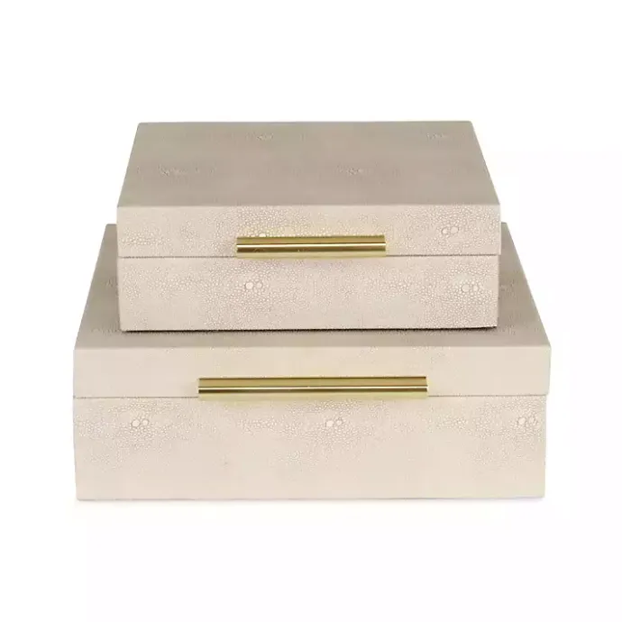 Outlet Kirklands Home Faux Shagreen 2-pc. Square Decorative Boxes Tan