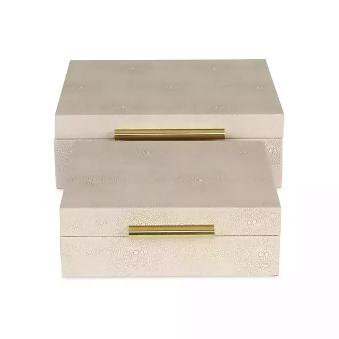 Outlet Kirklands Home Faux Shagreen 2-pc. Square Decorative Boxes Tan