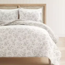 New Kirklands Home Tan Floral Reversible 3-pc. King Quilt Set