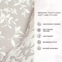 New Kirklands Home Tan Floral Reversible 3-pc. King Quilt Set