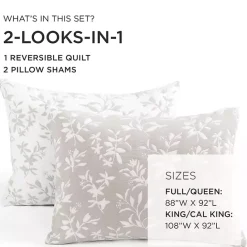 Clearance Kirklands Home Tan Floral Reversible 3-pc. Full/Queen Quilt Set