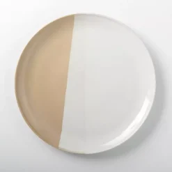 Outlet Kirklands Home Tan Half Dipped Reactive Dinner Plate