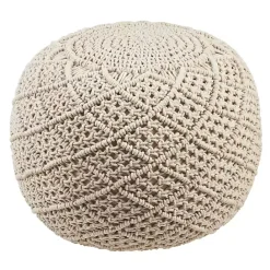 New Kirklands Home Macrame Cotton Pouf Tan
