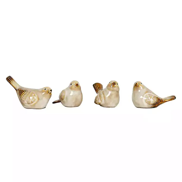 Hot Kirklands Home Porcelain Bird Figurines, Set of 4 Tan