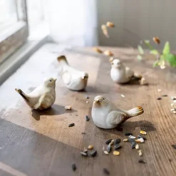 Hot Kirklands Home Porcelain Bird Figurines, Set of 4 Tan