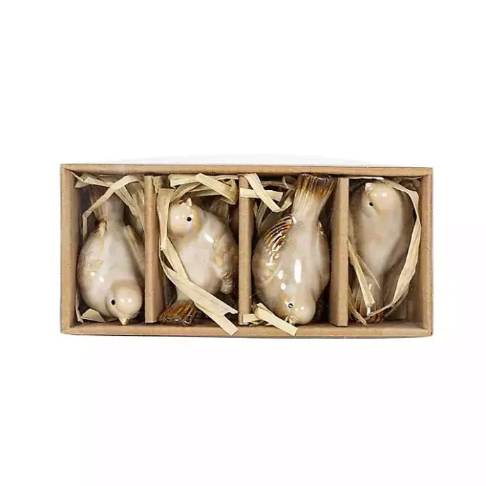 Hot Kirklands Home Porcelain Bird Figurines, Set of 4 Tan