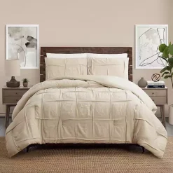 New Kirklands Home Riley Pleated 3-pc. Full/Queen Comforter Set Tan