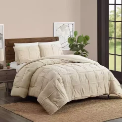 New Kirklands Home Riley Pleated 3-pc. Full/Queen Comforter Set Tan