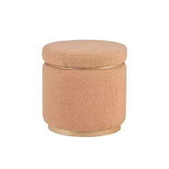 New Kirklands Home Sherpa Upholstered Storage Ottoman Tan