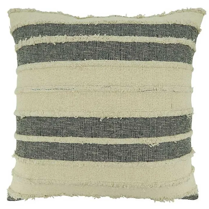 Hot Kirklands Home Tan Striped Tufted Throw Pillow