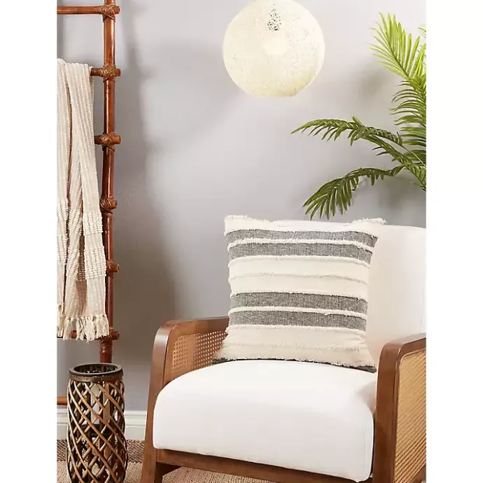 Hot Kirklands Home Tan Striped Tufted Throw Pillow