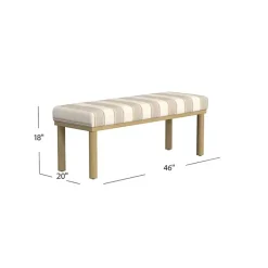 Best Kirklands Home Tan Striped Upholstered Wood Leg Bench